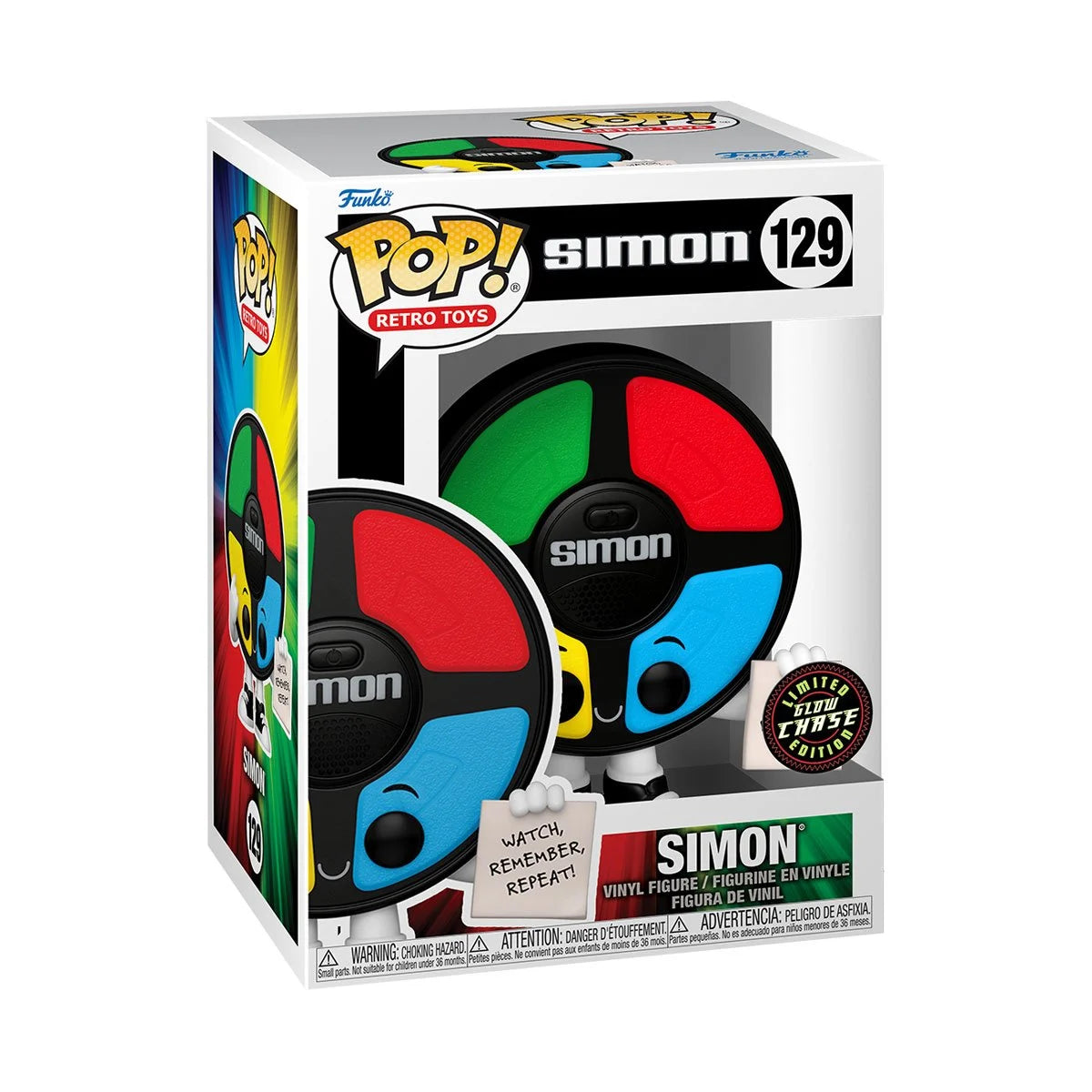 Funko POP! Retro Toys Board Games Simon 129 Simon Memory Game with Chance of Glow GITD Chase
