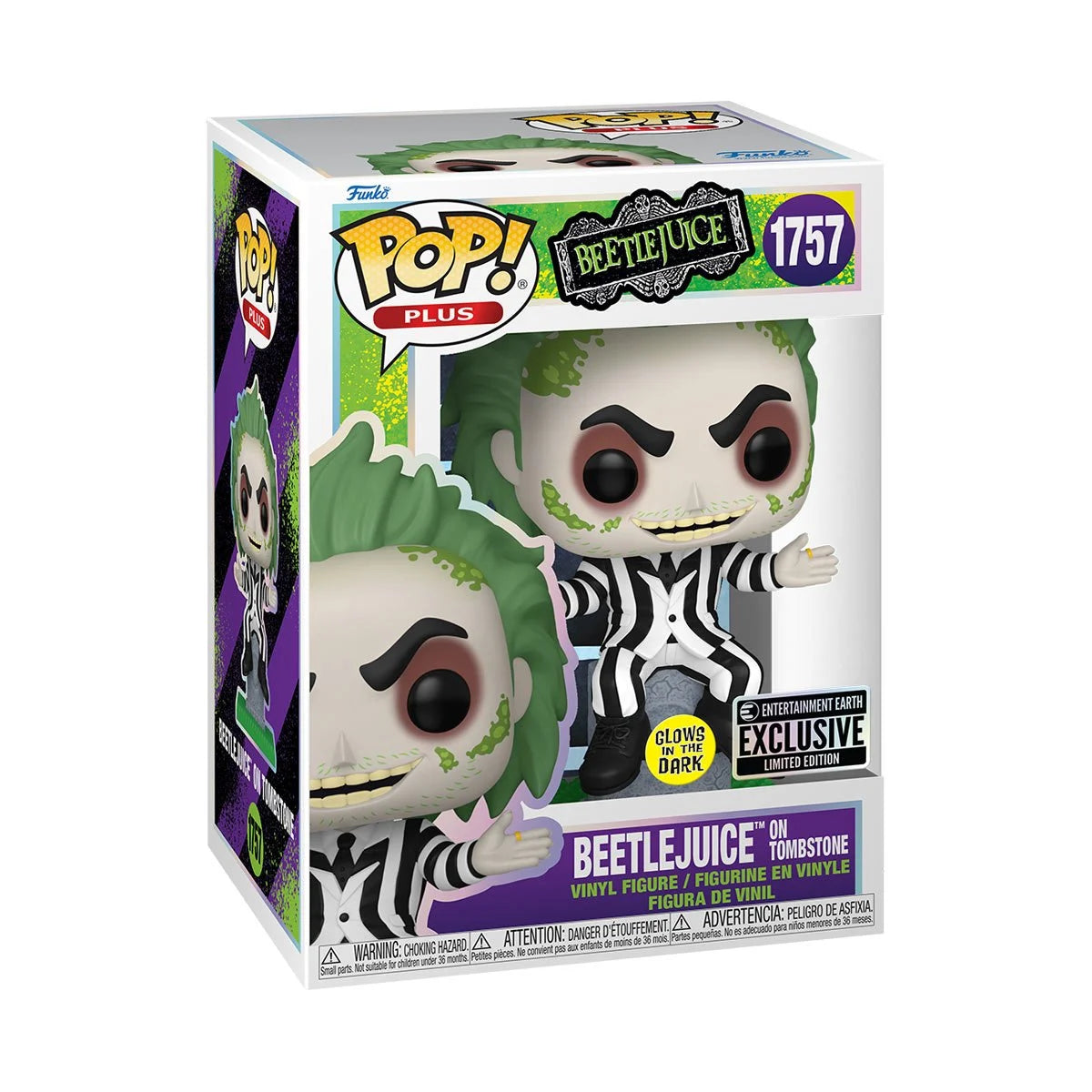 Funko POP! Movies Horror Beetlejuice 1757 Beetlejuice on Tombstone Glow-in-the-Dark Entertainment Earth Exclusive