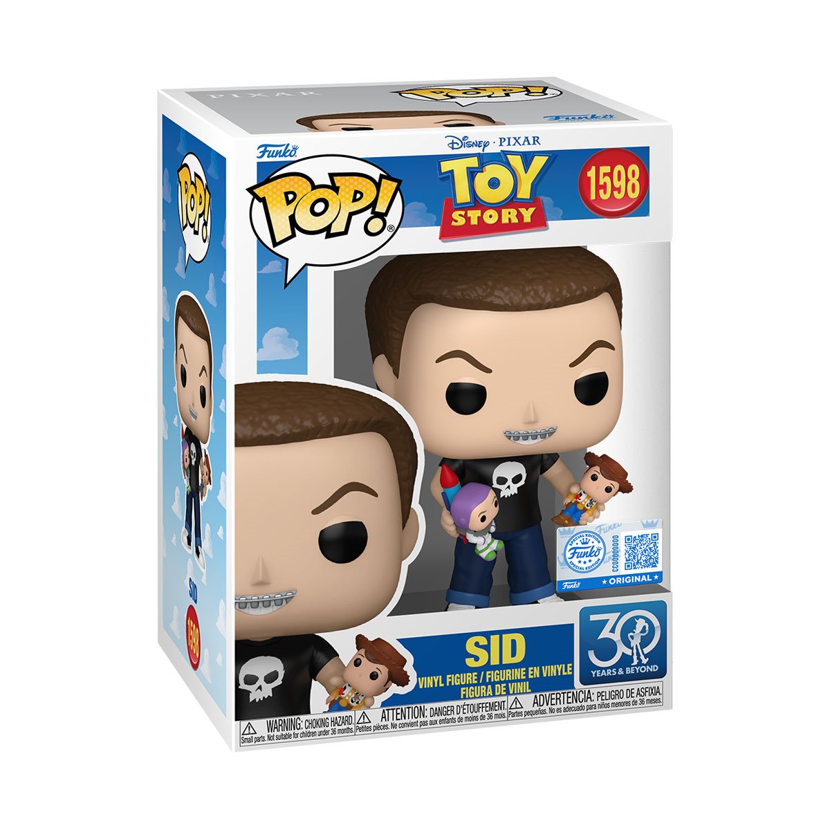 Funko POP! Disney Pixar Toy Story 1598 Sid with Buzz Lightyear and Woody Specialty Series Exclusive