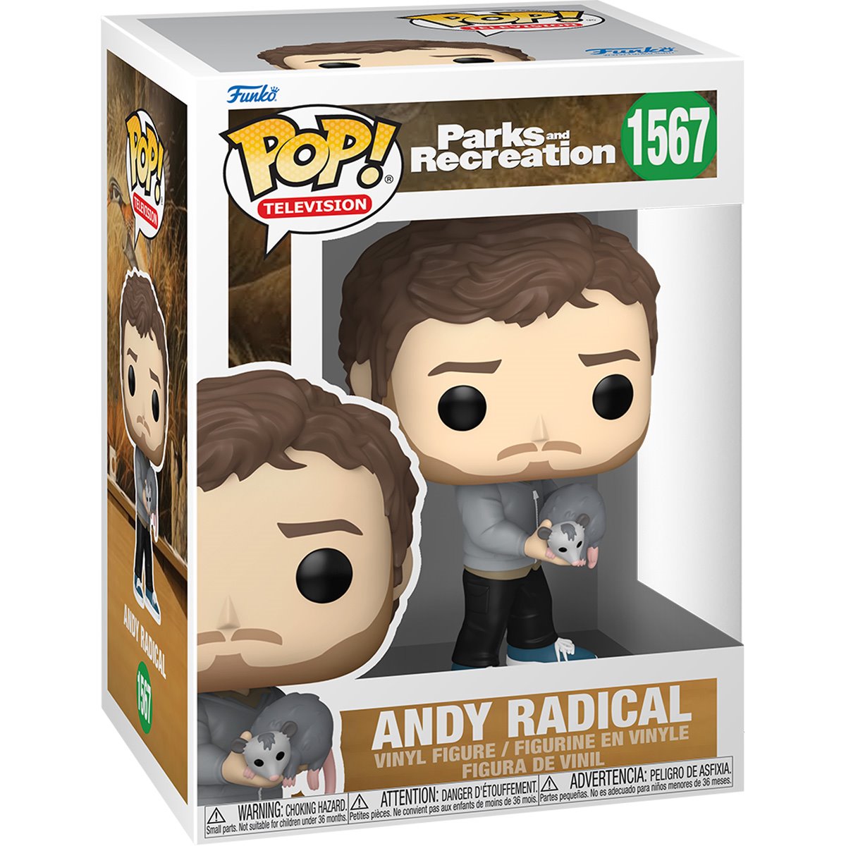 Funko POP! TV Parks and Recreation 1567 Andy Radical with Possum 15th Anniversary