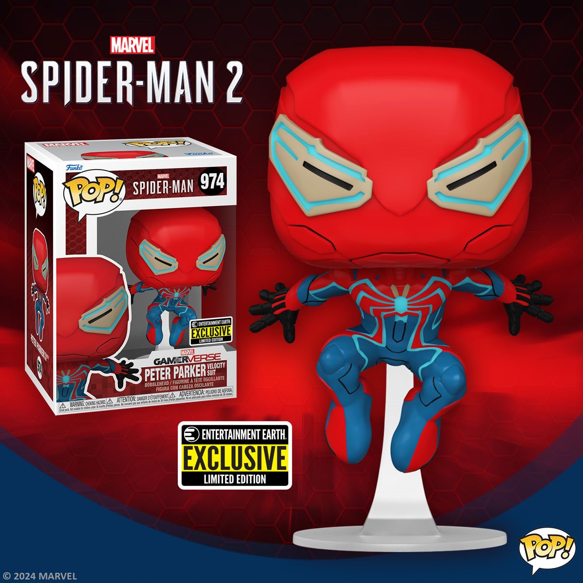 Funko POP! Marvel Gamerverse Spider-Man 2 974 Peter Parker (Velocity Suit) Entertainment Earth Exclusive