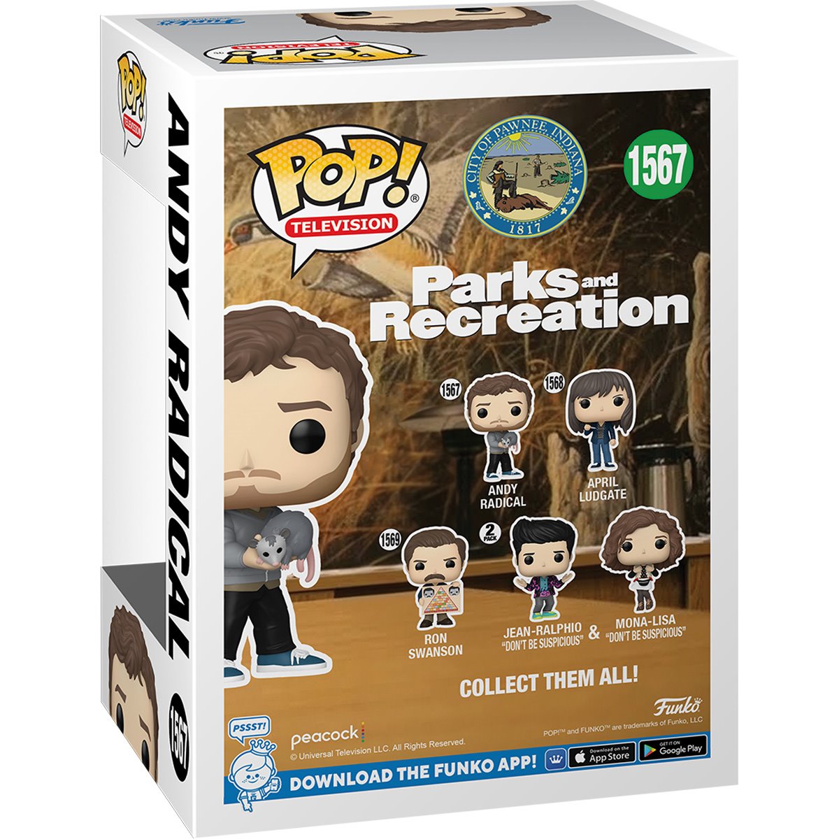 Funko POP! TV Parks and Recreation 1567 Andy Radical with Possum 15th Anniversary