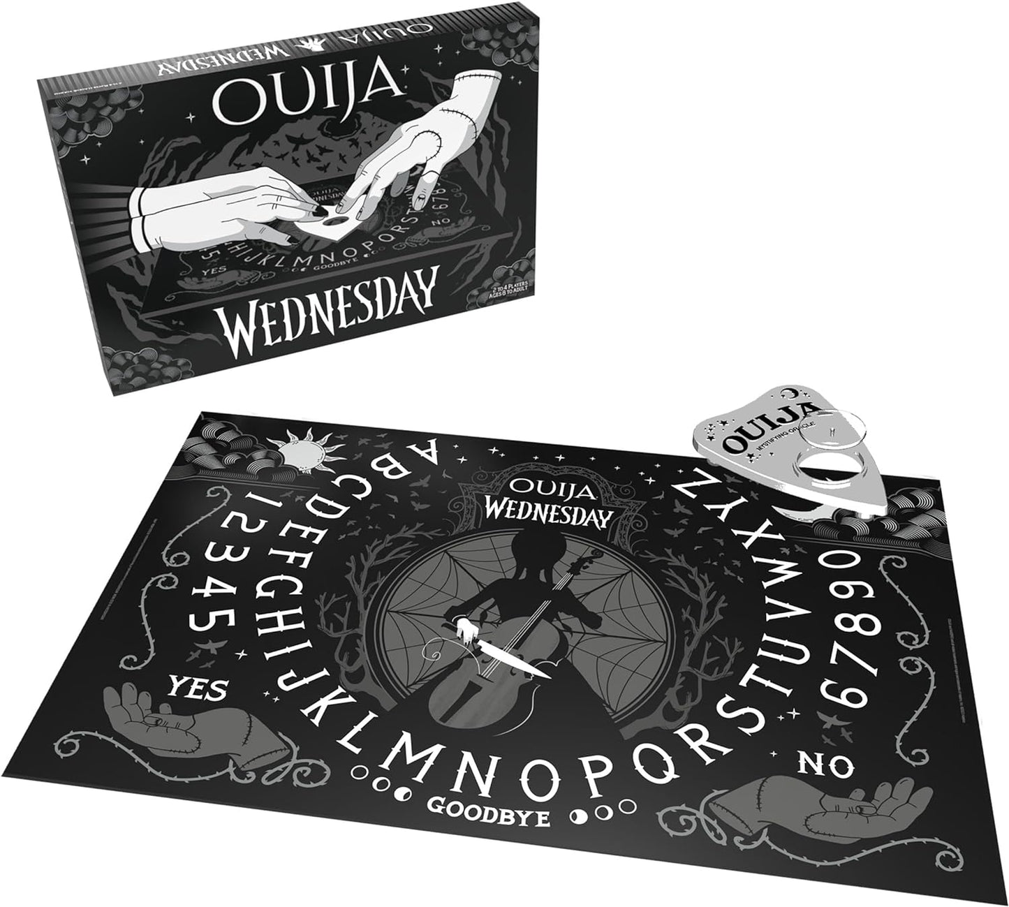 USAopoly Ouija Wednesday Inspired by The Popular Original Series Wednesday Glow-in-the-Dark Board | 2-6 Players, Ages 8+