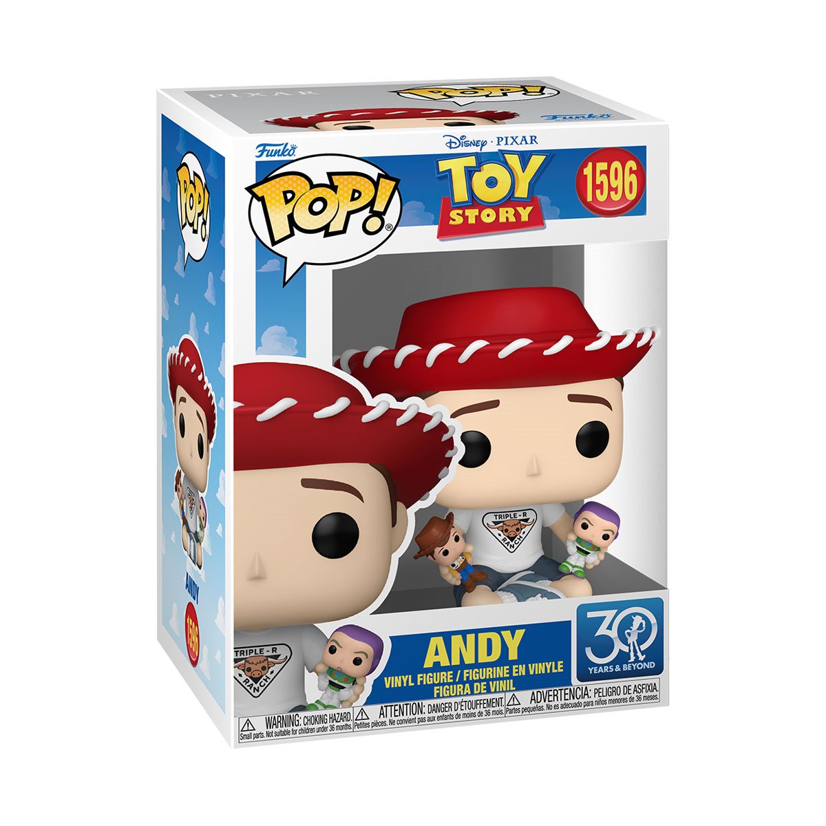 Funko POP! Disney Pixar Toy Story 1596 Andy with Buzz Lightyear and Woody