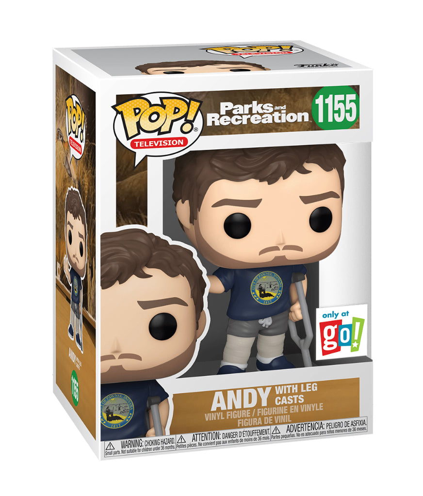 Funko POP! TV Parks and Recreation 1155 Andy in Leg Casts Calenders.com Go! Exclusive