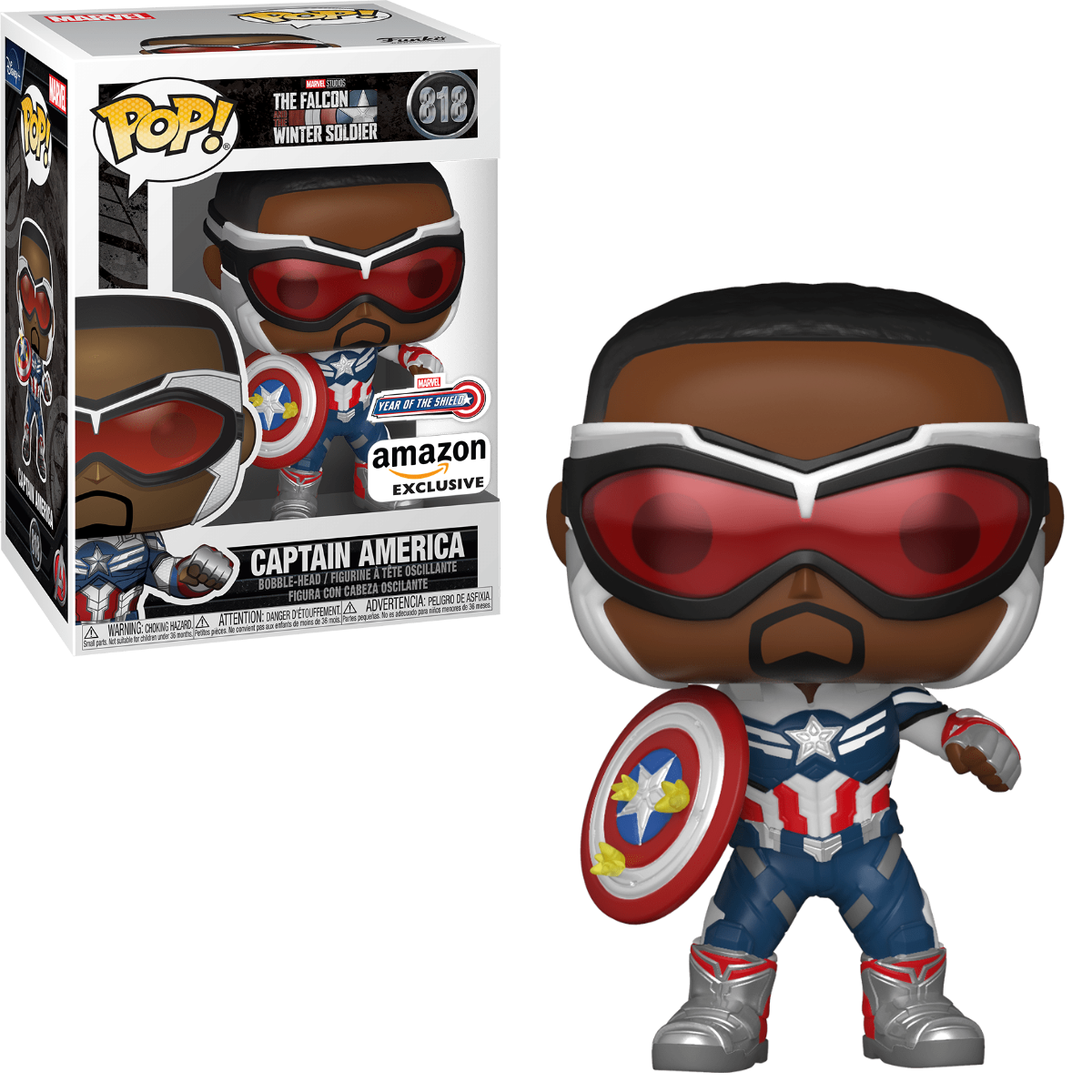 Funko POP! Marvel Comics Captain America Year of The Shield 818 Captain America (Sam Wilson) with Shield Amazon Exclusive