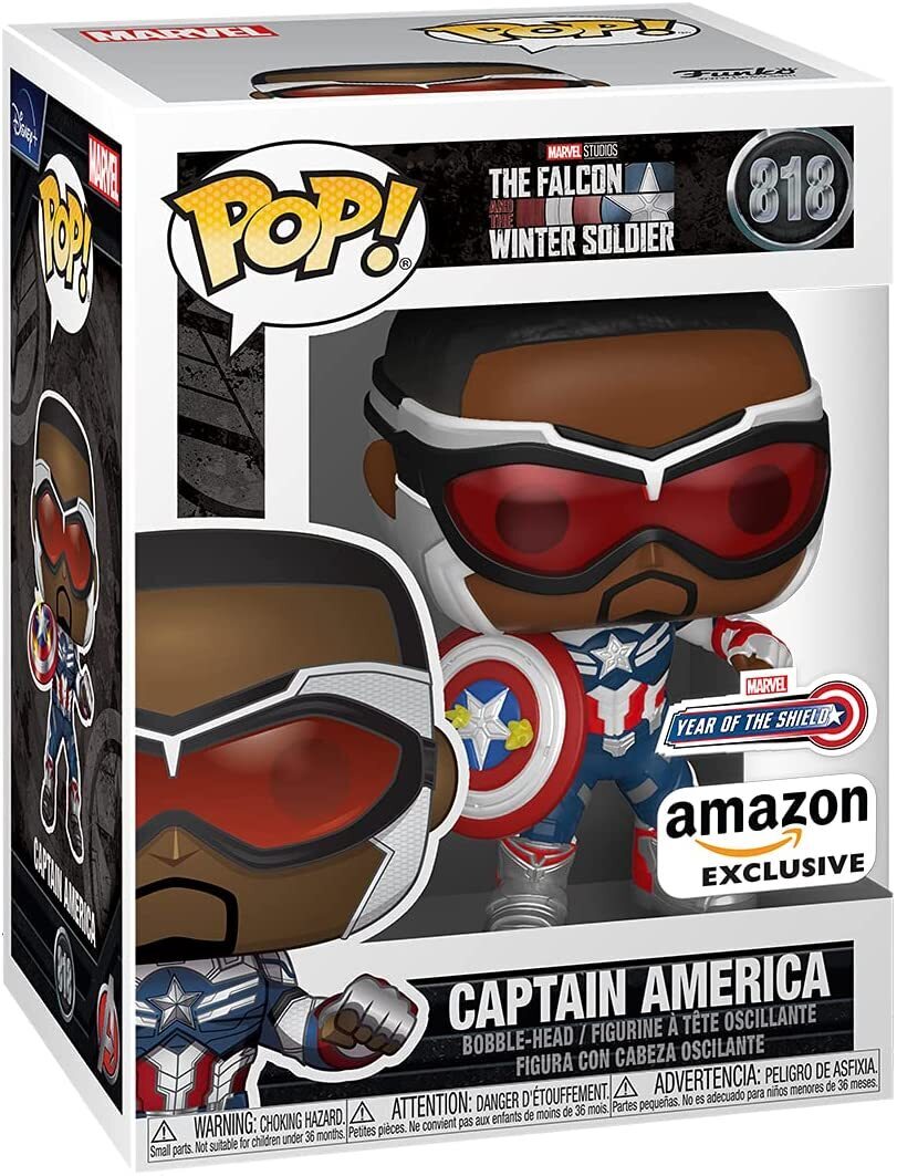 Funko POP! Marvel Comics Captain America Year of The Shield 818 Captain America (Sam Wilson) with Shield Amazon Exclusive