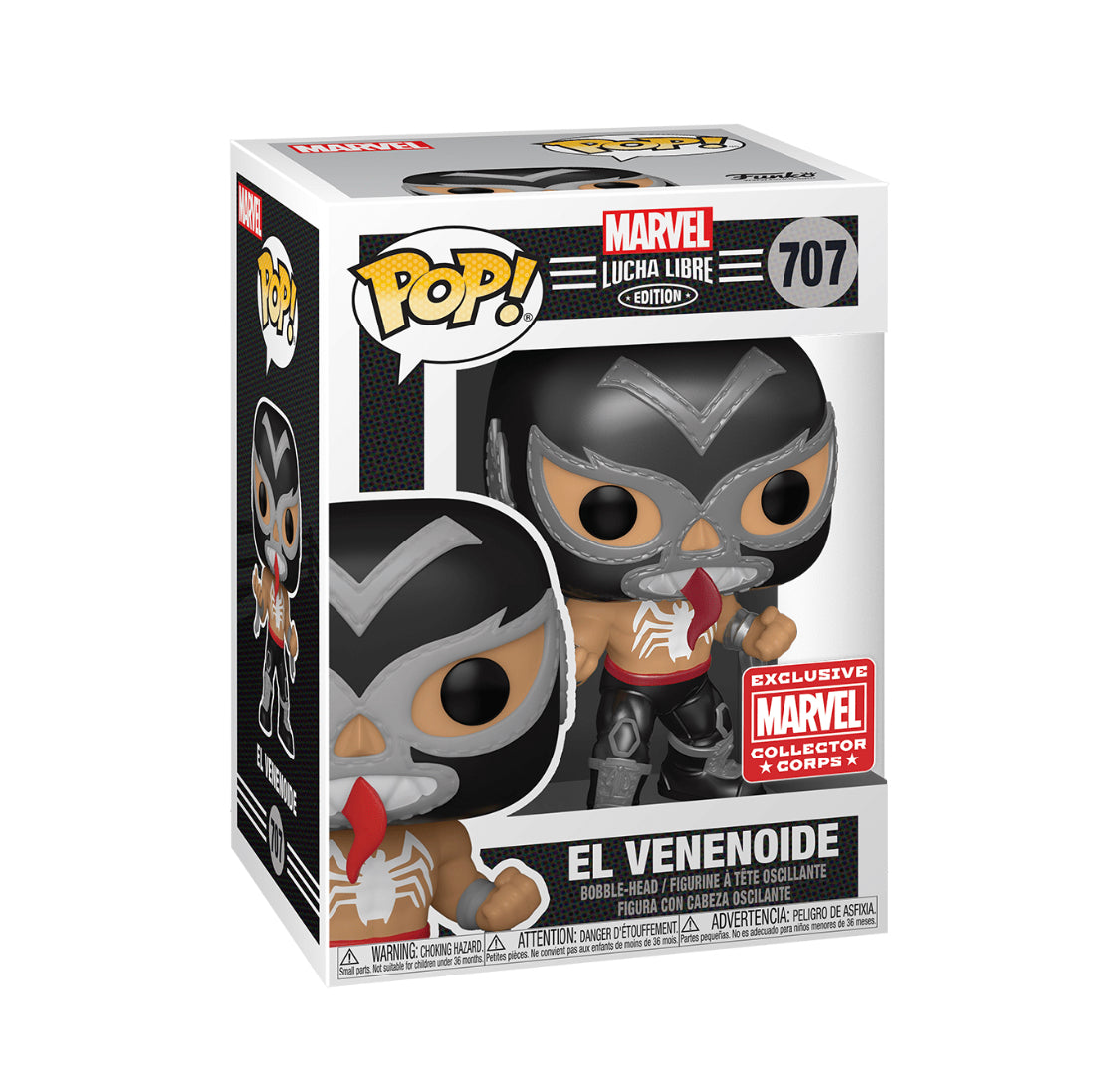 Funko POP! Marvel Lucha Libre 707 El Venenoide Venom (Metallic) Marvel Collector Corps Exclusive