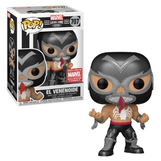 Funko POP! Marvel Lucha Libre 707 El Venenoide Venom (Metallic) Marvel Collector Corps Exclusive