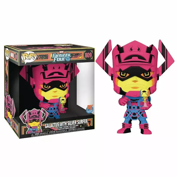 Funko POP! 10" Jumbo Marvel Comics The Fantastic Four 809 Galactus with Silver Surfer Blacklight PX Previews Excusive