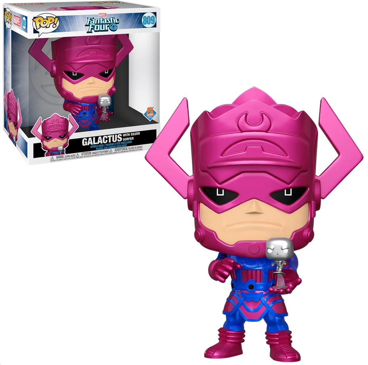 Funko POP! 10" Jumbo Marvel Comics The Fantastic Four 809 Galactus with Silver Surfer (Metallic) PX Previews Exclusive