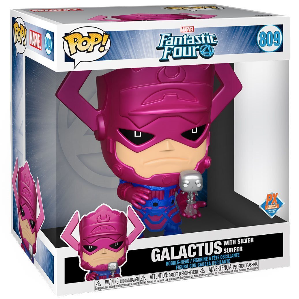 Funko POP! 10" Jumbo Marvel Comics The Fantastic Four 809 Galactus with Silver Surfer (Metallic) PX Previews Exclusive