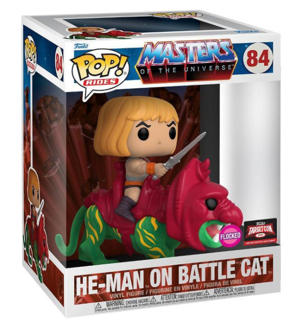 Funko POP! Rides Super Deluxe TV Animation Masters of the Universe 84 He-Man on Battle Cat (Flocked) Target Convention Exclusive