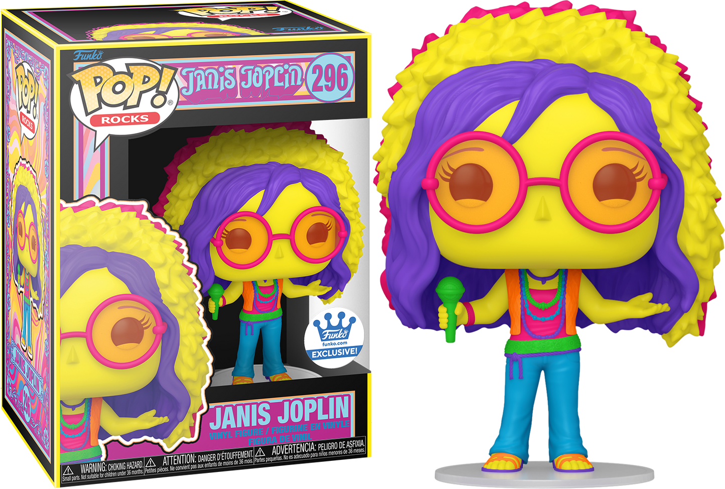 Funko POP! Rocks Icons 296 Janis Joplin (Black Light) Funko Shop Exclusive