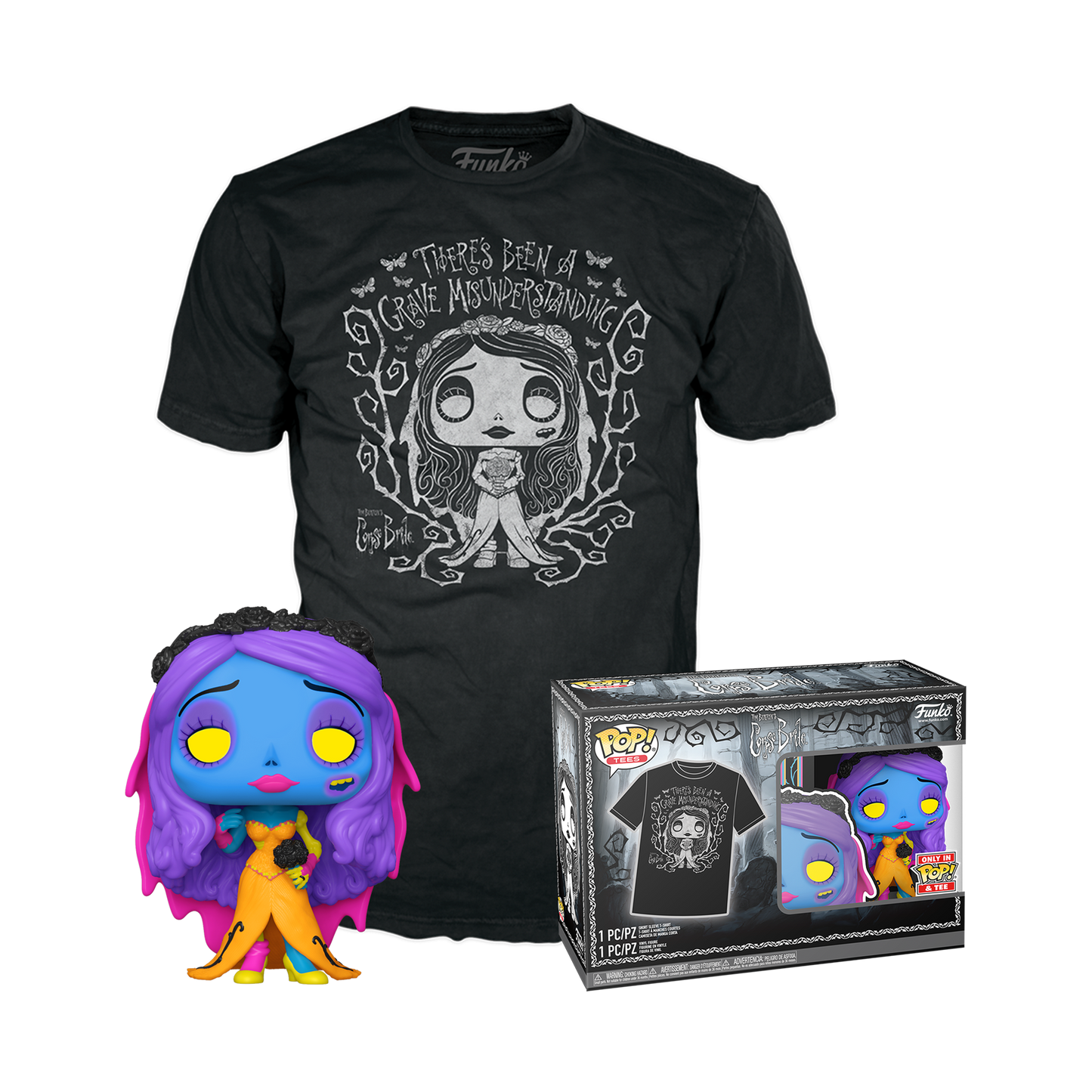 Funko POP! and Tee Disney The Corpse Bride 1370 Emily (Blacklight) Size S