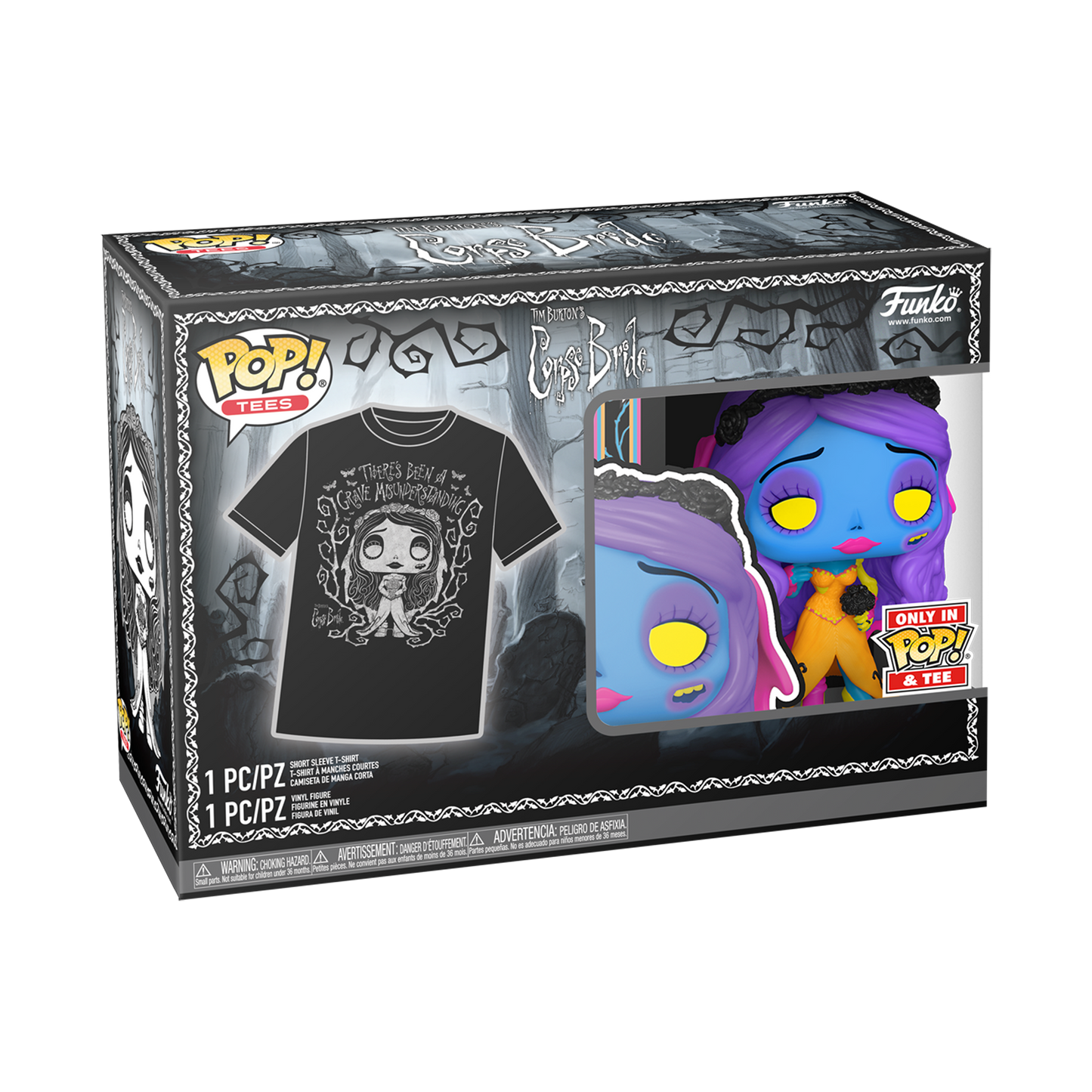 Funko POP! and Tee Disney The Corpse Bride 1370 Emily (Blacklight) Size S