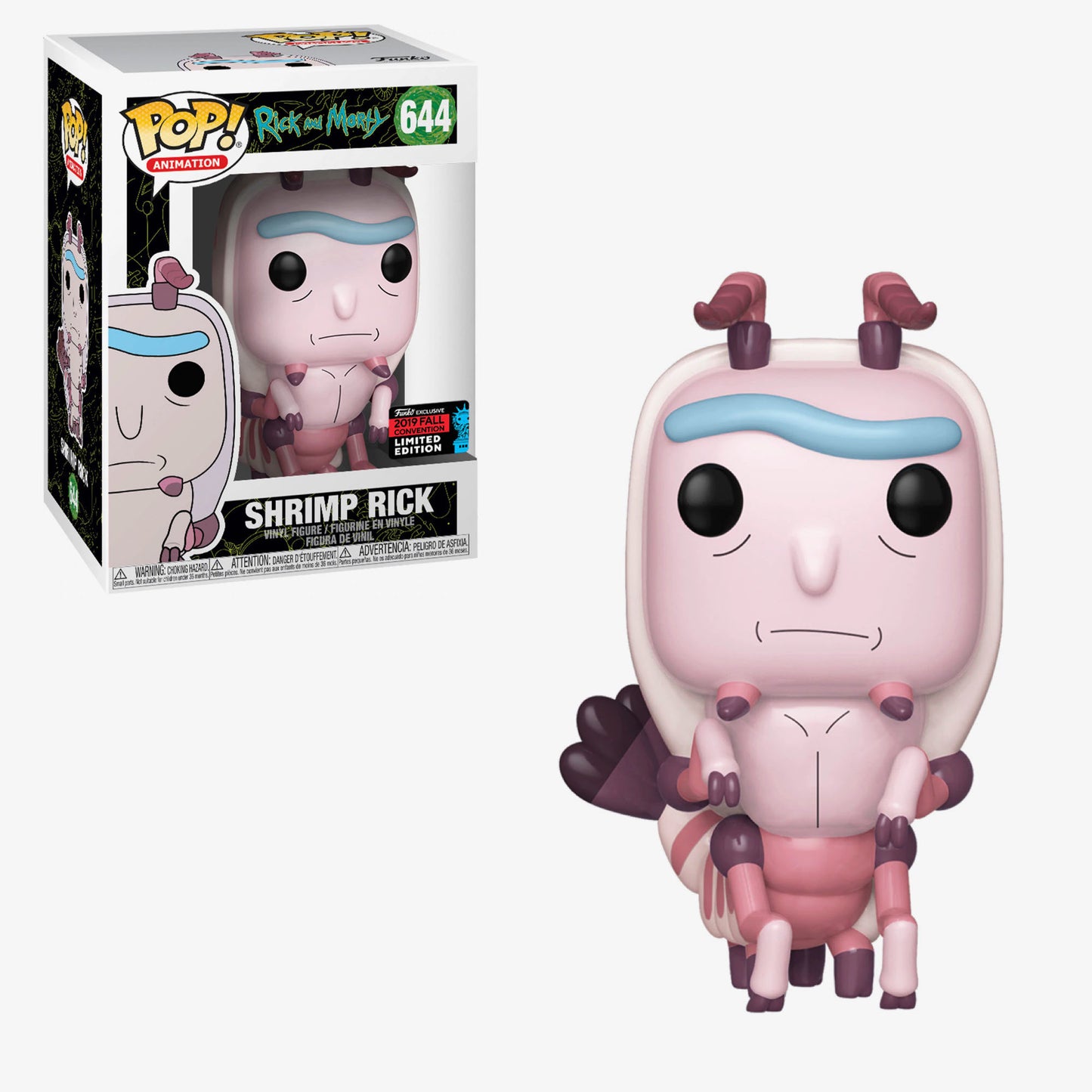 Funko POP! Animation Rick and Morty 644 Shrimp Rick NYCC Fall Convention Shared Sticker Exclusive
