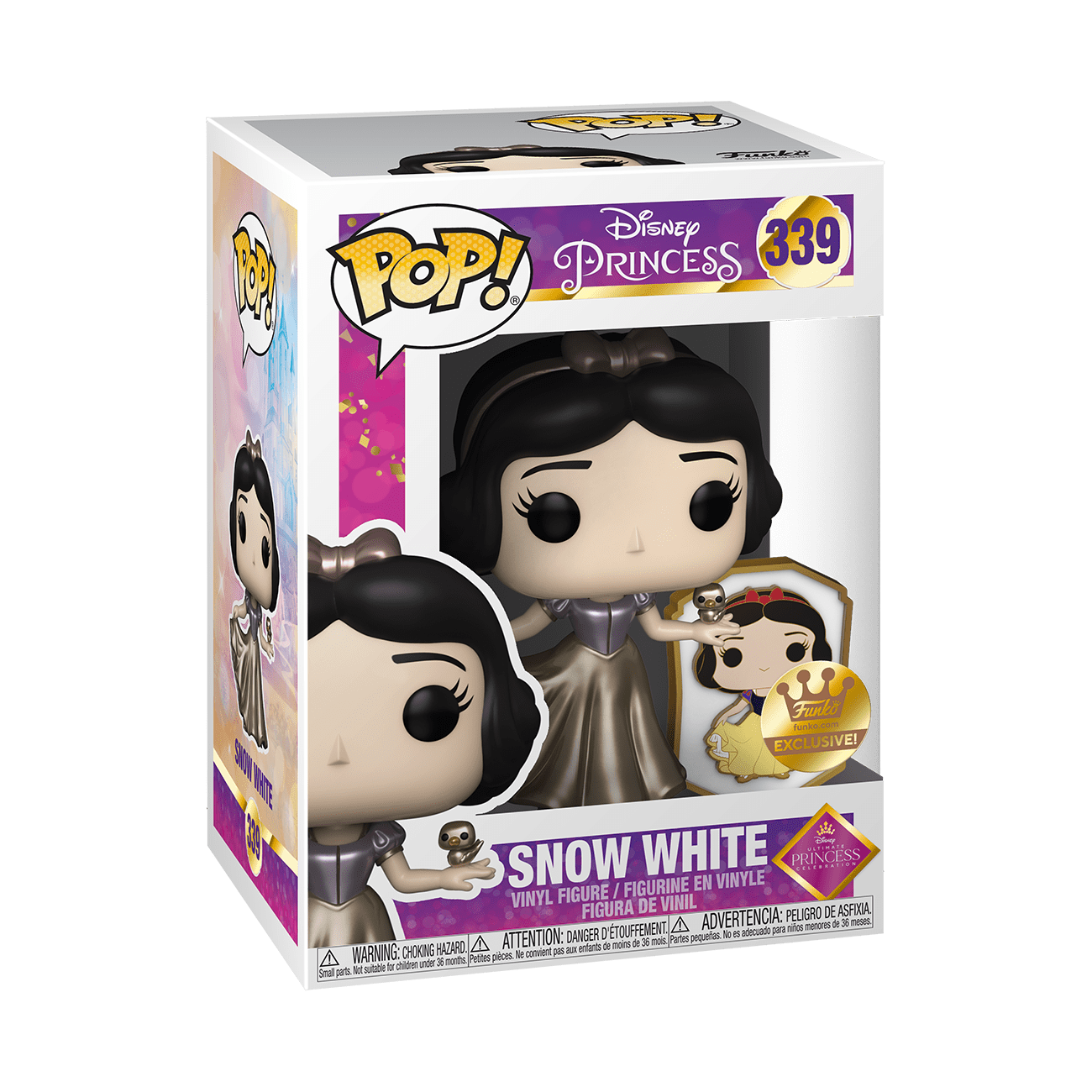 Funko POP! Disney Ultimate Princess Celebration 339 Snow White (Dancing Gold Dress) POP & Pin Virtual FunKon 2021 Shared Exclusive