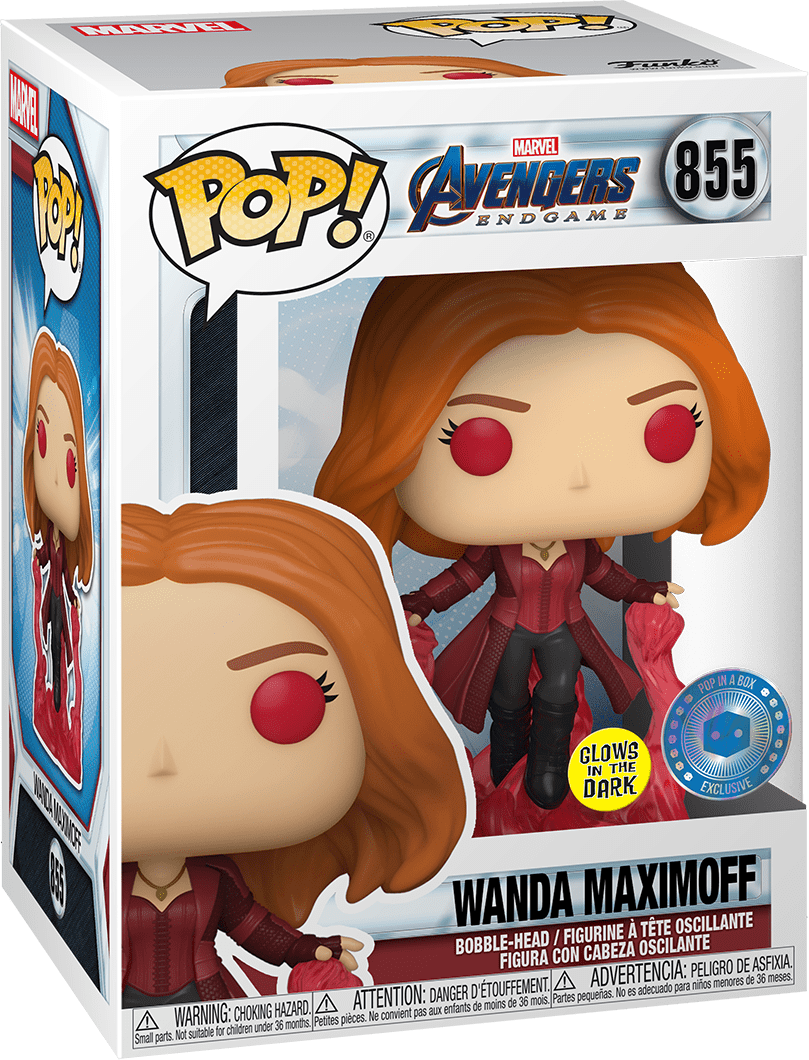 Funko POP! Marvel Movies Avengers Endgame 855 Wanda Maximoff Glow-in-the-Dark Pop in a Box Exclusive
