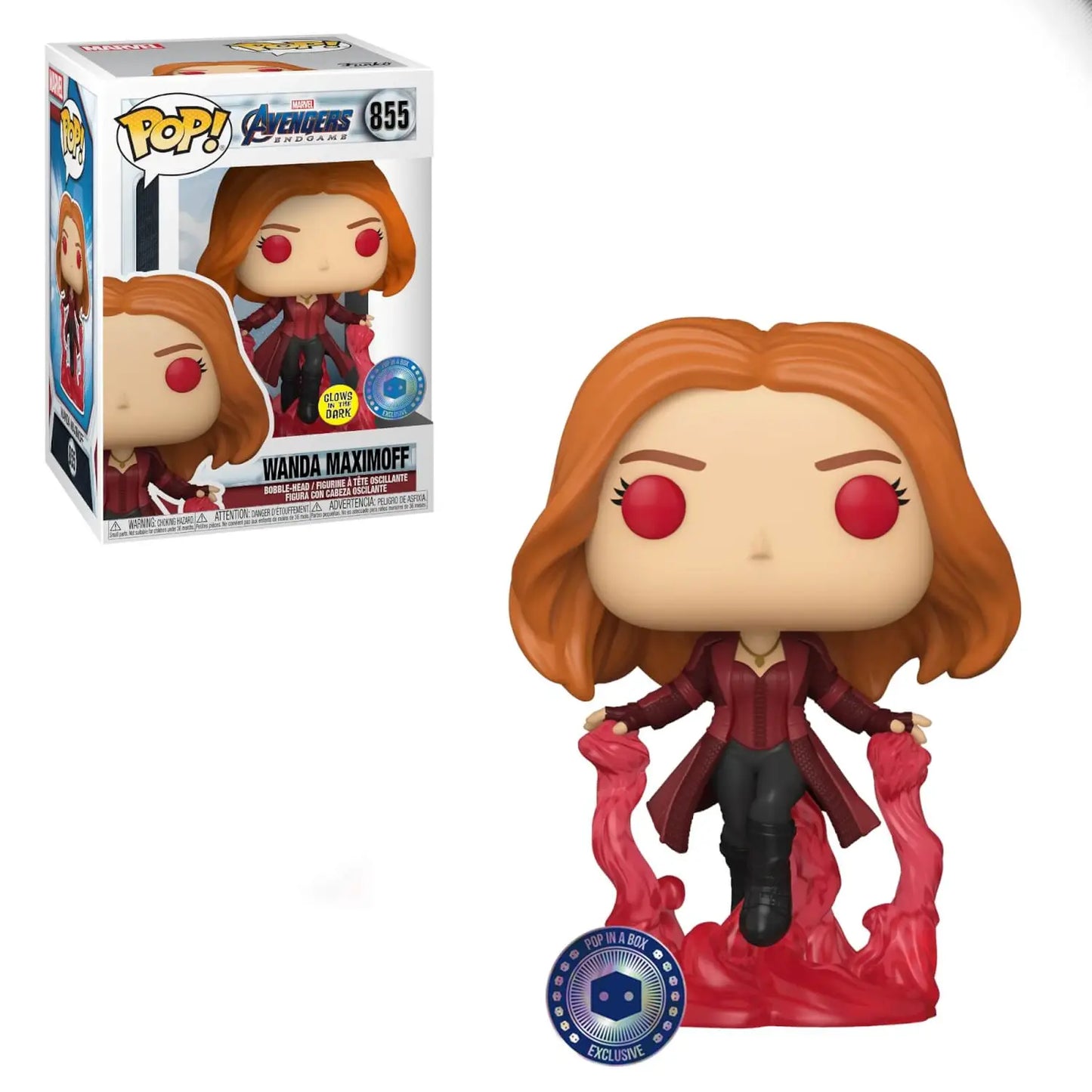 Funko POP! Marvel Movies Avengers Endgame 855 Wanda Maximoff Glow-in-the-Dark Pop in a Box Exclusive