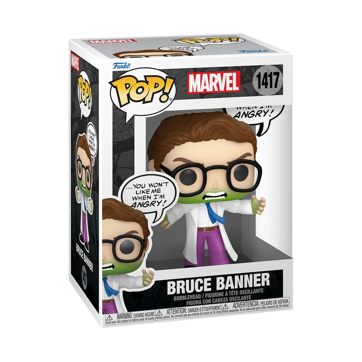 Funko POP! Marvel Comics The Incredible Hulk 1417 Bruce Banner (Transforming) "You Won't Like Me..." Speech Bubble
