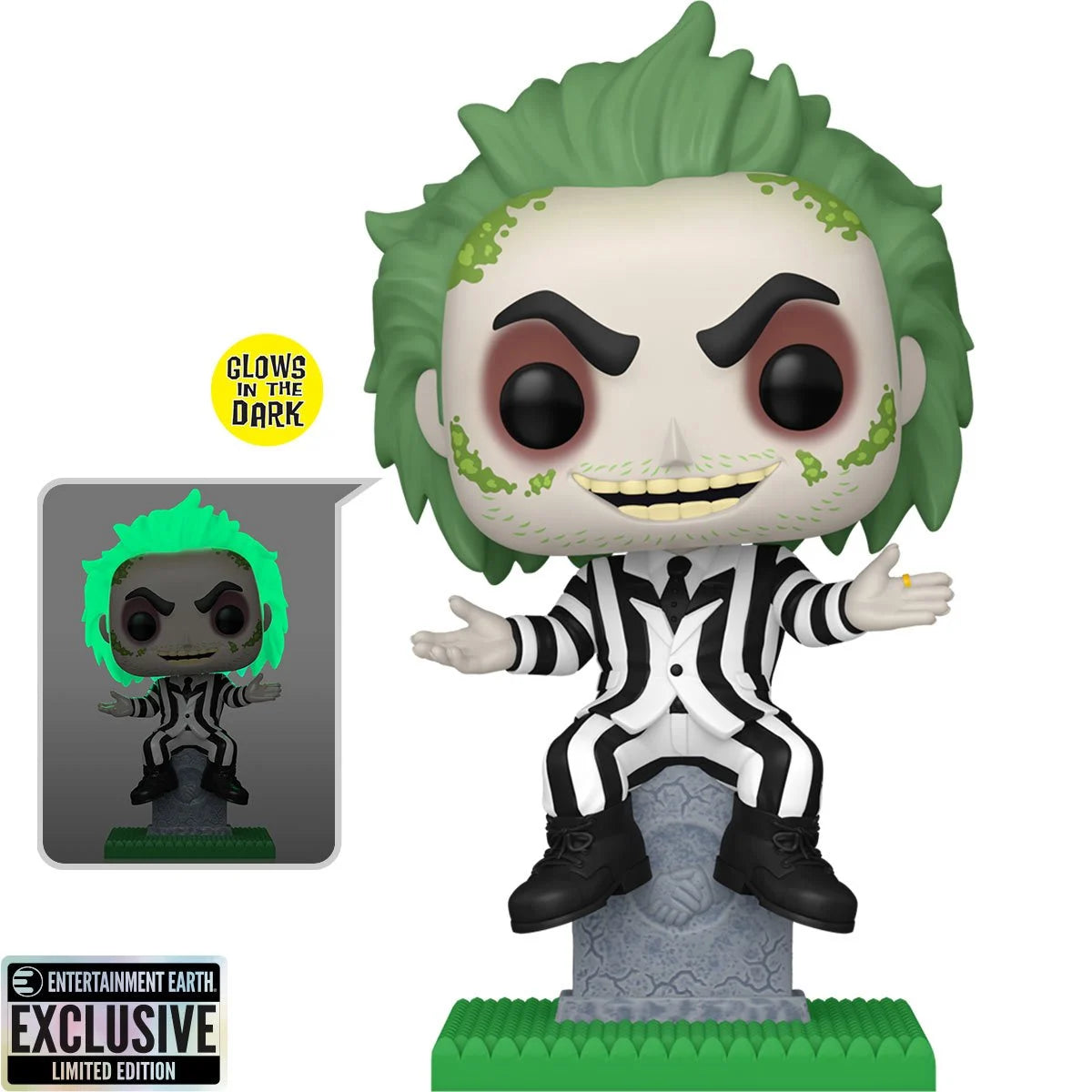 Funko POP! Movies Horror Beetlejuice 1757 Beetlejuice on Tombstone Glow-in-the-Dark Entertainment Earth Exclusive