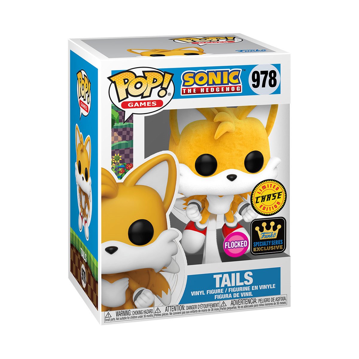 Funko POP! Games Sonic the Hedgehog 978 Tails Flying Flocked Specialty Series with Chance of CHASE