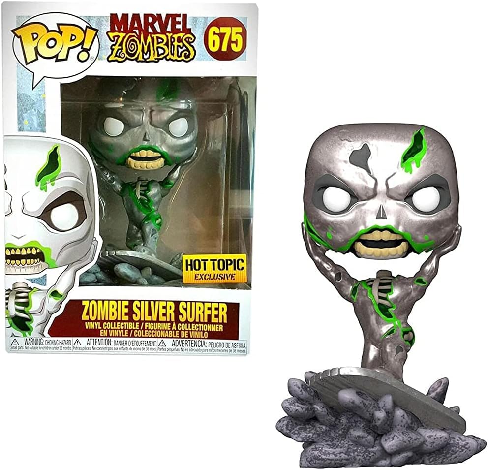 Funko POP! Marvel Zombies 675 Zombie Silver Surfer Hot Topic Exclusive