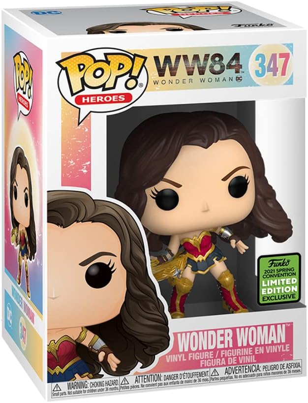 Funko POP! DC Heroes Movies Wonder Woman 1984 347 Wonder Woman with Tiara Boomerang (Metallic) Spring Convention (ECCC) 2021 Exclusive