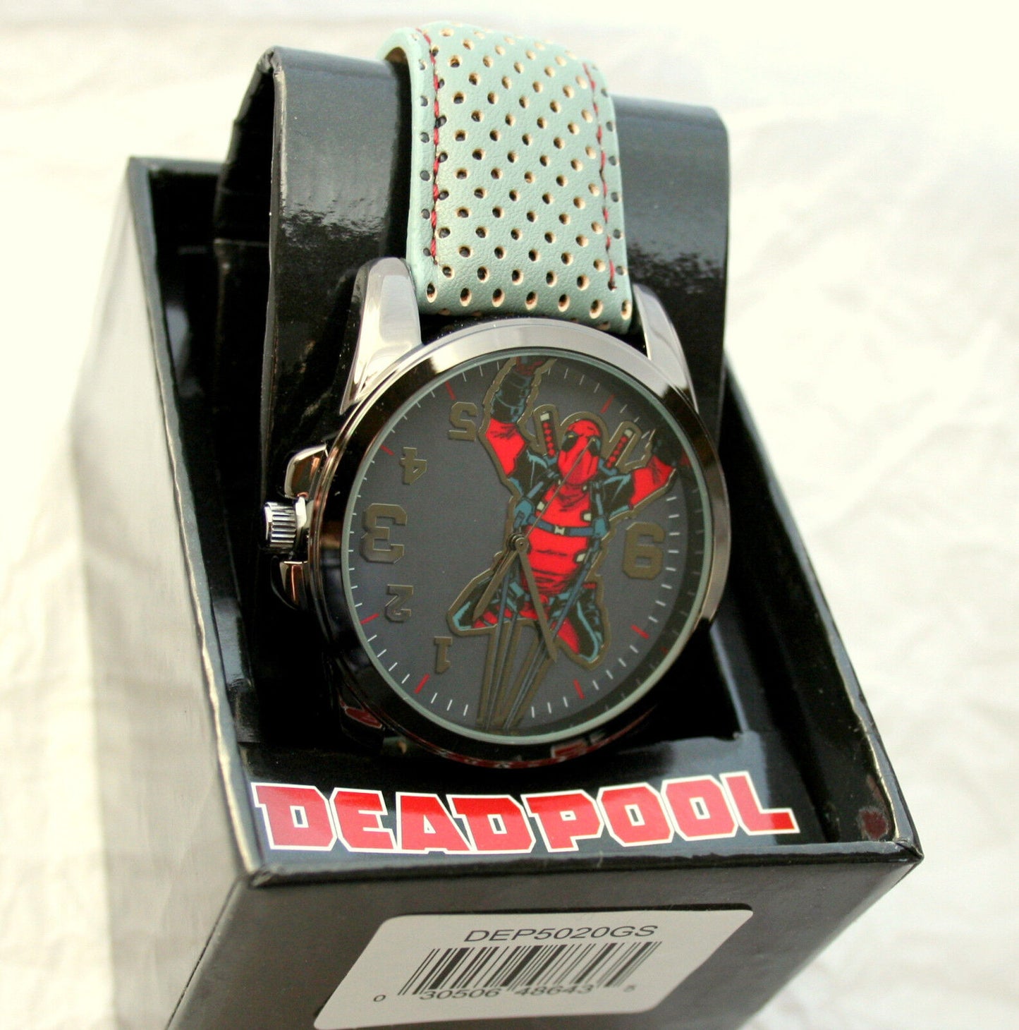 Marvel Comics DeadPool Upside Down Watch Men's Leather Band