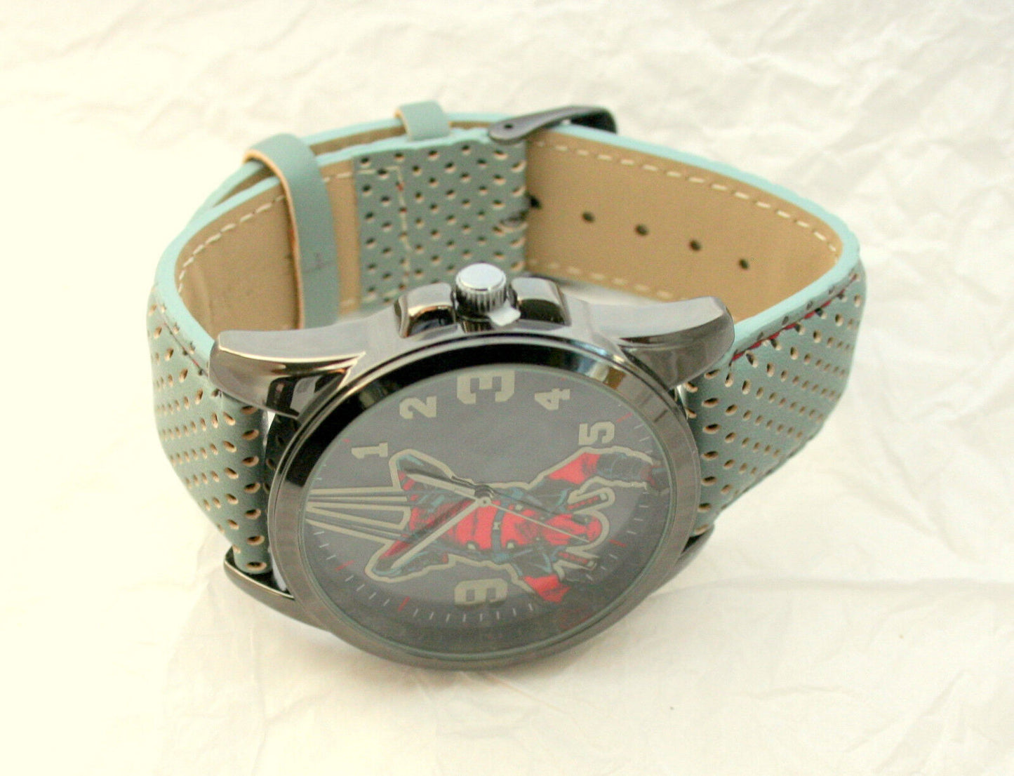 Marvel Comics DeadPool Upside Down Watch Men's Leather Band