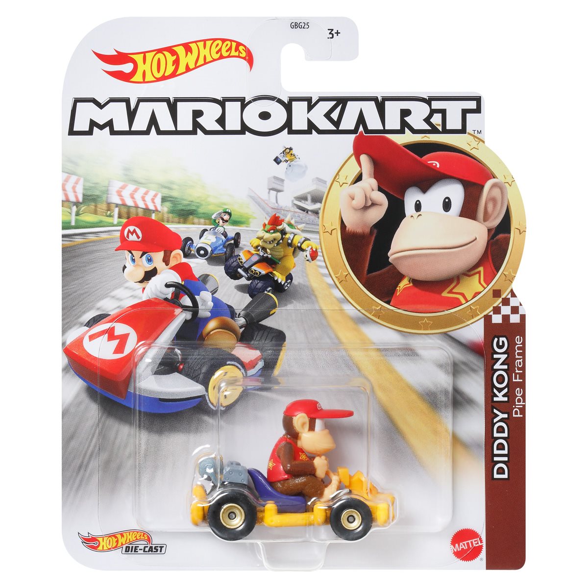 Mattel Hot Wheels Mario Kart 2024 Diddy Kong Pipe Frame