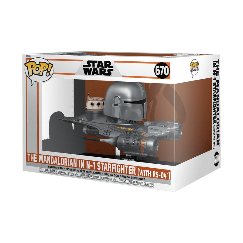 Funko POP! Rides Super Deluxe Star Wars The Mandalorian 670 The Mandalorian in N-1 Starfighter with R5-D4