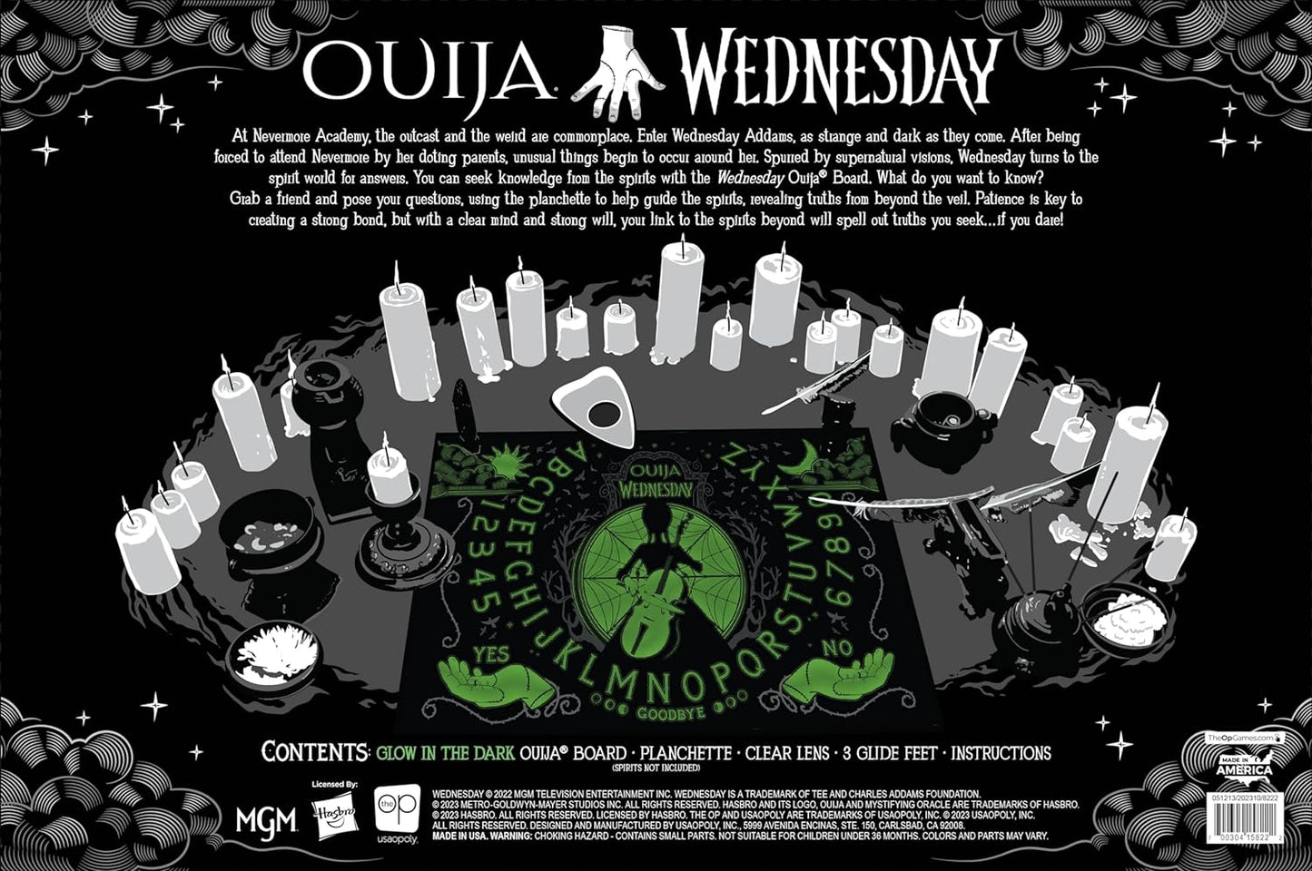 USAopoly Ouija Wednesday Inspired by The Popular Original Series Wednesday Glow-in-the-Dark Board | 2-6 Players, Ages 8+