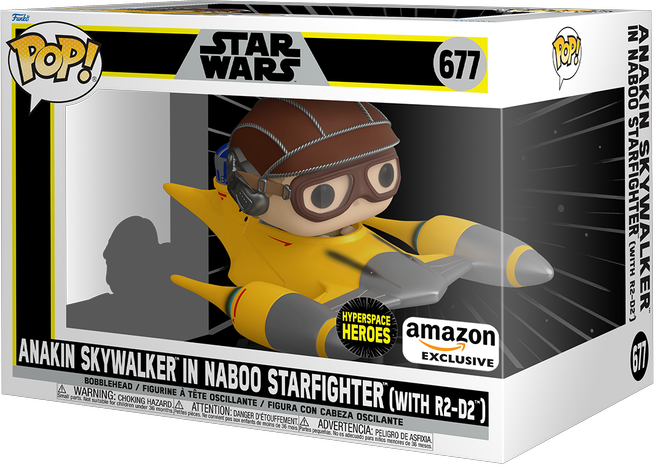 Funko POP! Rides Super Deluxe Star Wars Hyperspace Heroes 677 Anakin Skywalker in Naboo Starfighter Amazon Exclusive