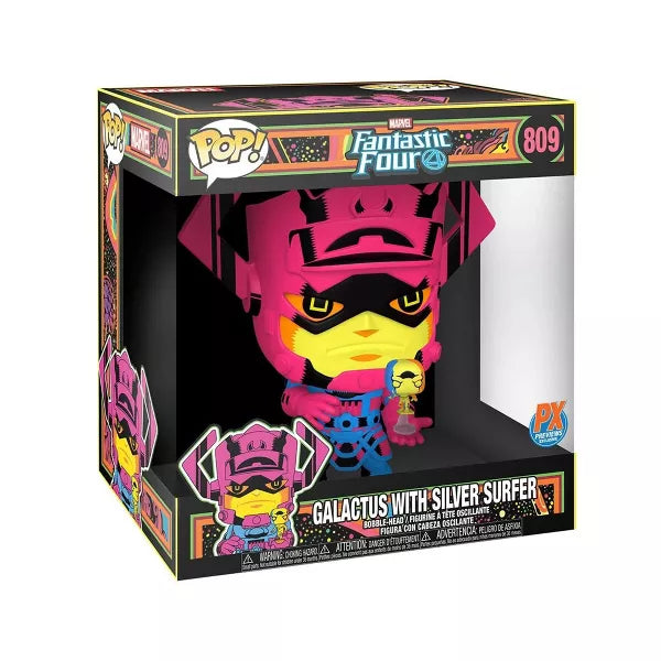 Funko POP! 10" Jumbo Marvel Comics The Fantastic Four 809 Galactus with Silver Surfer Blacklight PX Previews Excusive