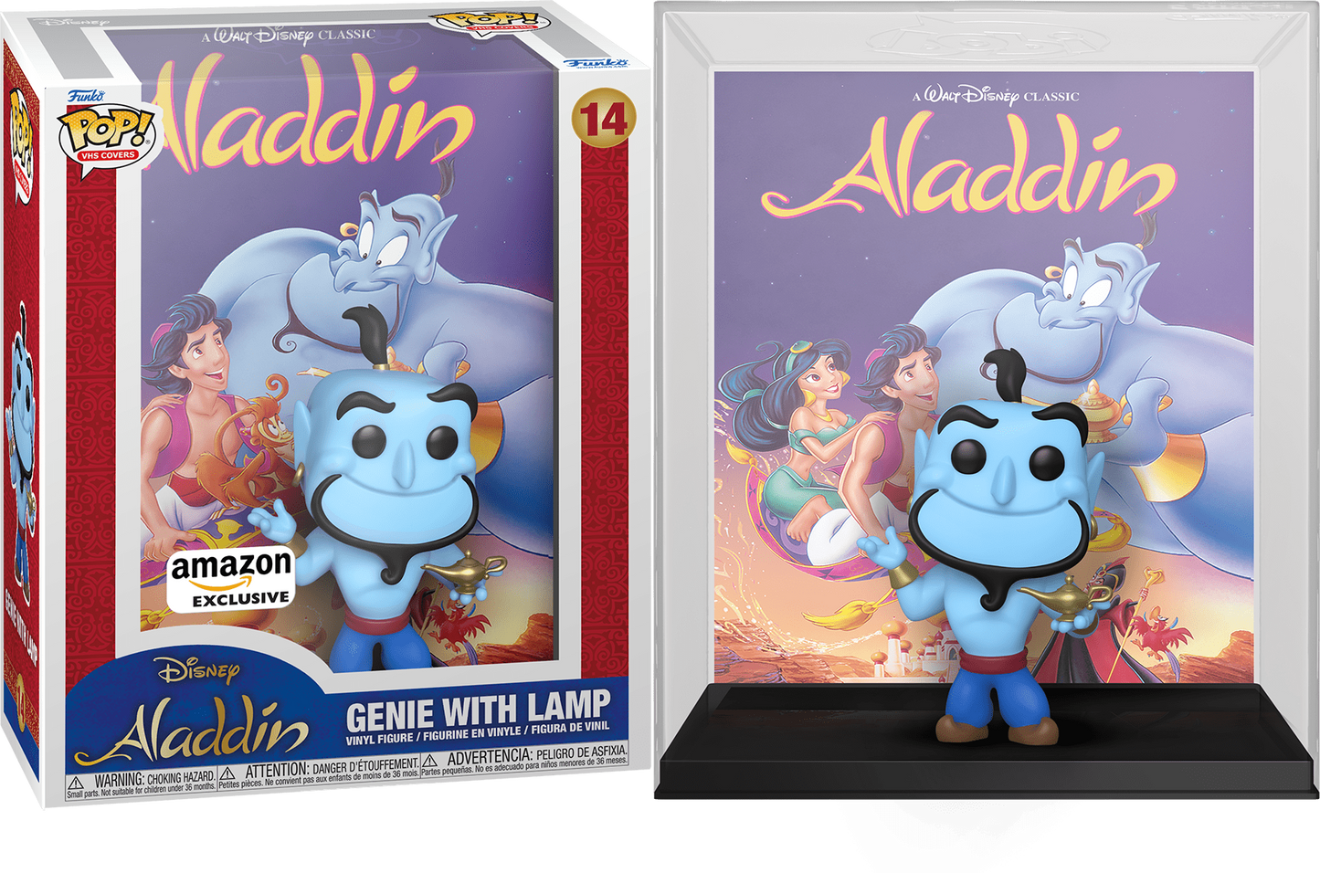 Funko POP! VHS Cover Disney Aladdin 14 Genie with Lamp Amazon Exclusive