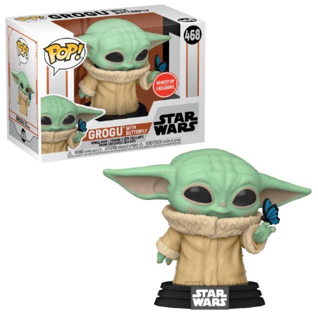 Funko POP! Star Wars The Mandalorian 468 Grogu with Butterfly (The Child) GameStop Exclusive