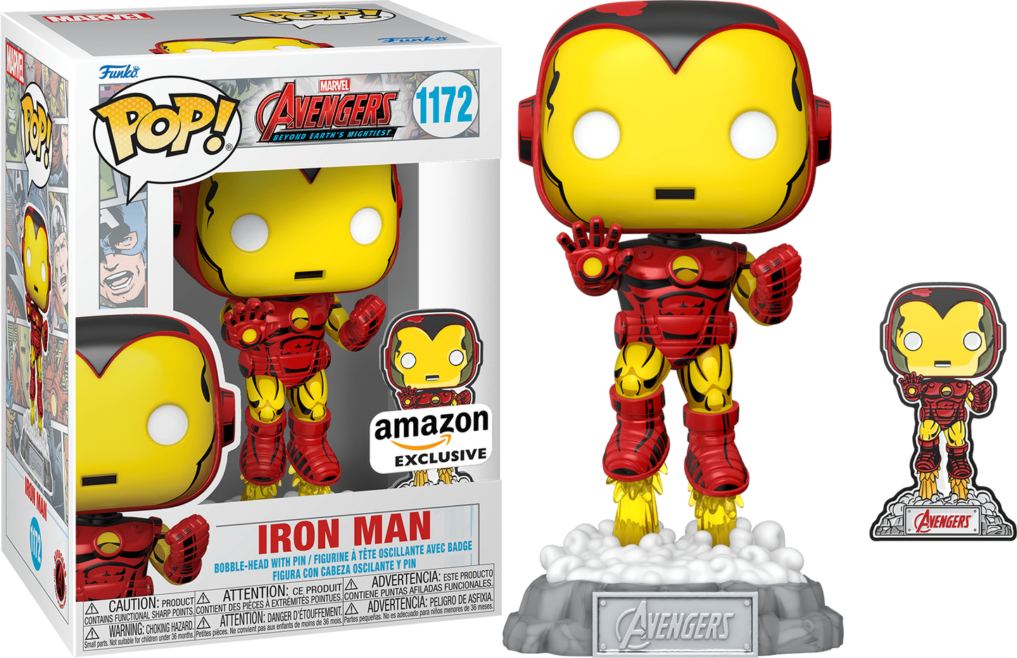 Funko POP! Marvel The Avengers: Earth's Mightiest Heroes 1172 Iron Man with Pin Amazon Exclusive