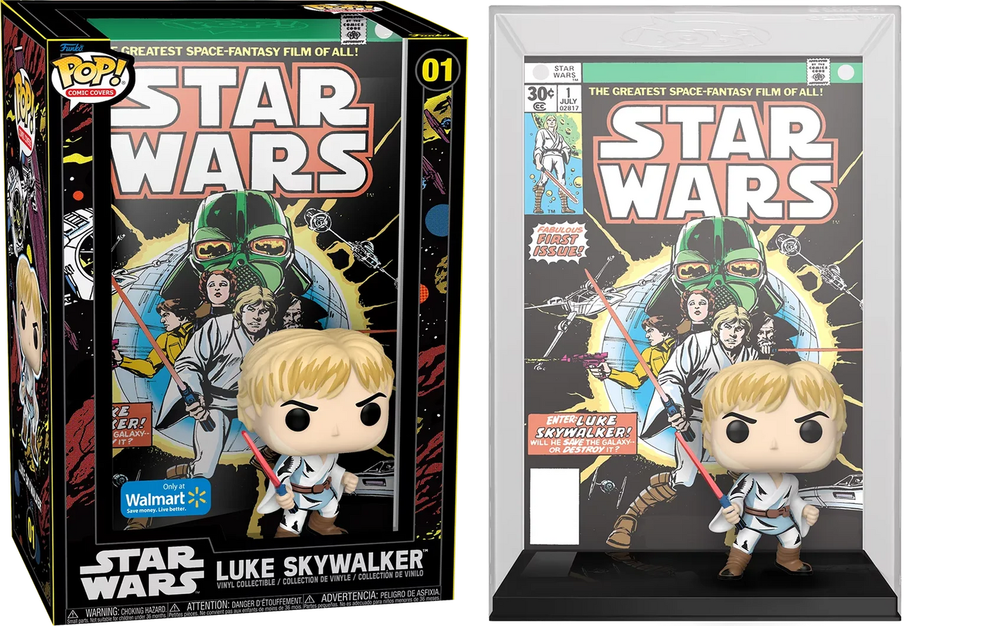 Funko POP! Comic Covers Marvel Comics Star Wars 01 Luke Skywalker Figure with Case Walmart Exclusive