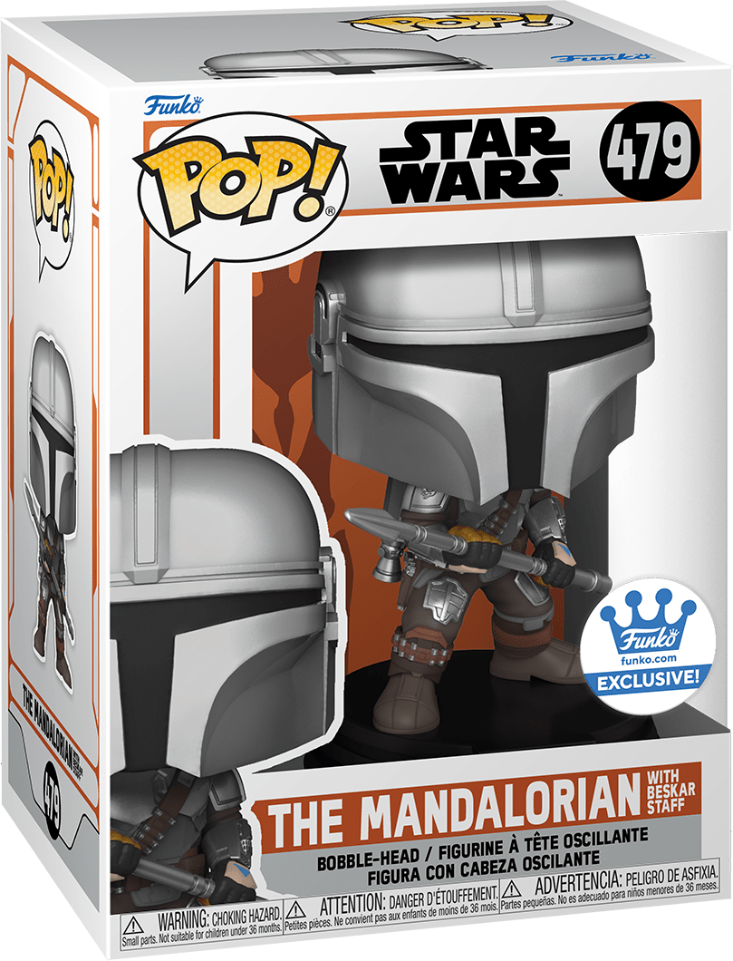 Funko POP! Star Wars The Mandalorian 479 The Mandalorian with Beskar Staff Funko Shop Exclusive