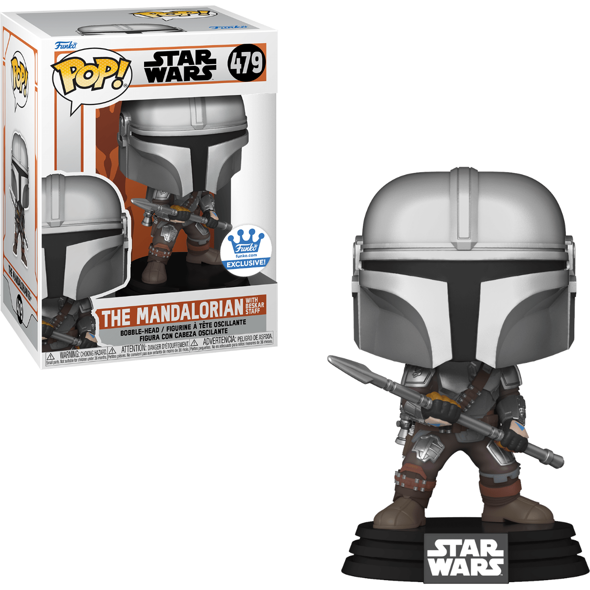 Funko POP! Star Wars The Mandalorian 479 The Mandalorian with Beskar Staff Funko Shop Exclusive