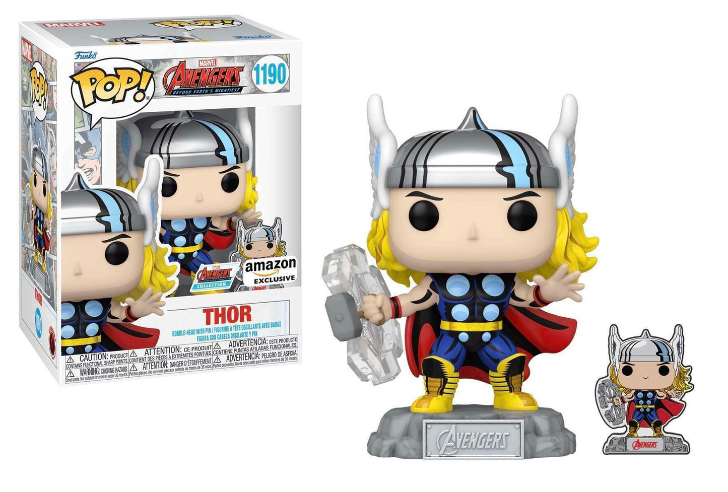 Funko POP! Marvel The Avengers: Earth's Mightiest Heroes 1190 Thor with Pin Amazon Exclusive