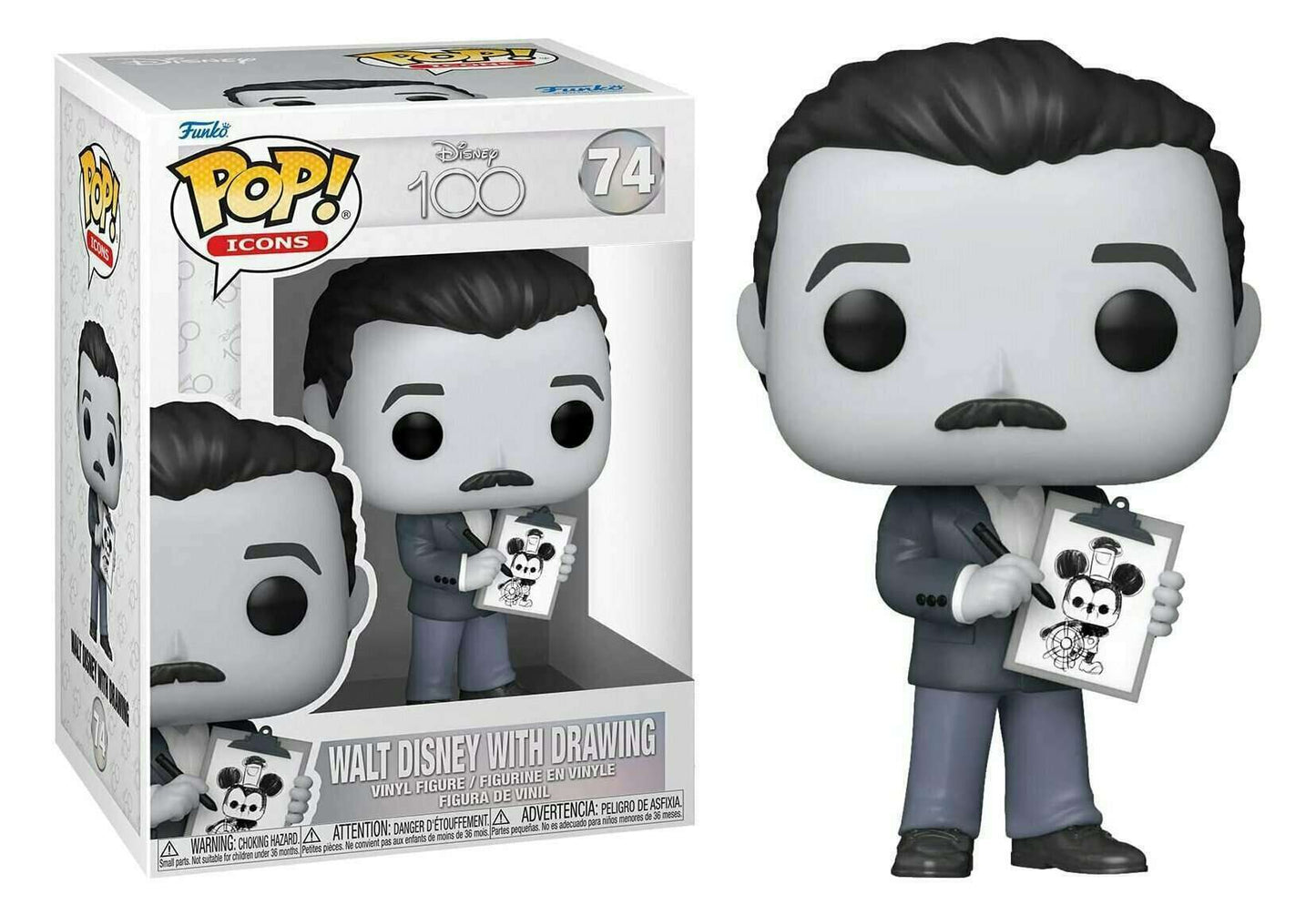 Funko POP! Disney 100 74 Walt Disney with Steamboat Mickey Drawing