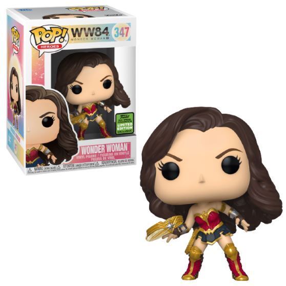 Funko POP! DC Heroes Movies Wonder Woman 1984 347 Wonder Woman with Tiara Boomerang (Metallic) Spring Convention (ECCC) 2021 Exclusive