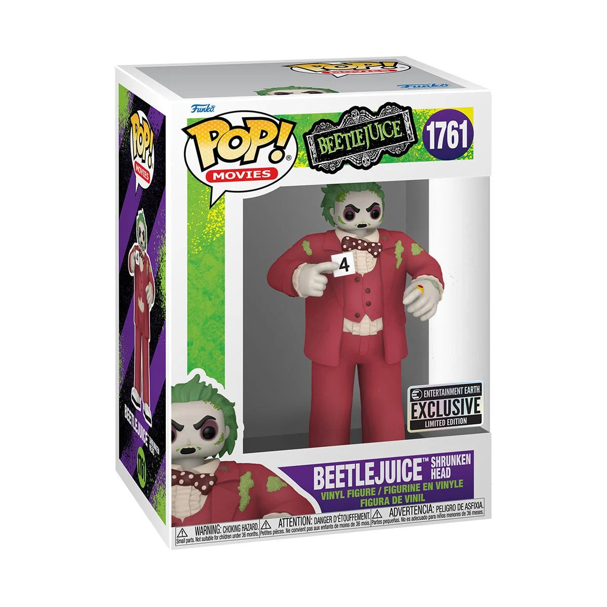 Funko POP! Movies Beetlejuice 1761 Beetlejuice with Shrunken Head Entertainment Earth Exclusive