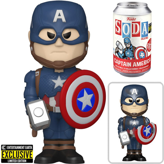 Funko POP! Soda Marvel Avengers: Endgame Captain America with Mjolnir and Shield Entertainment Earth Exclusive with Chance of CHASE