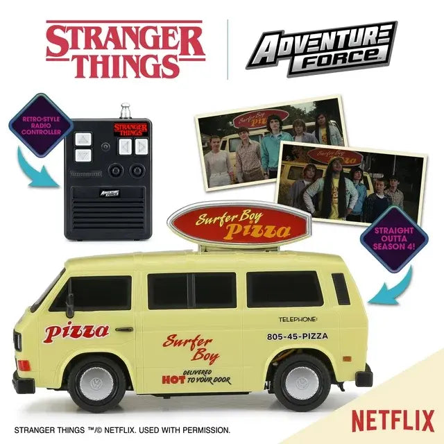 Adventure Force Stranger Things Argyle Surfer Boy Pizza Van Radio Controlled Vehicle