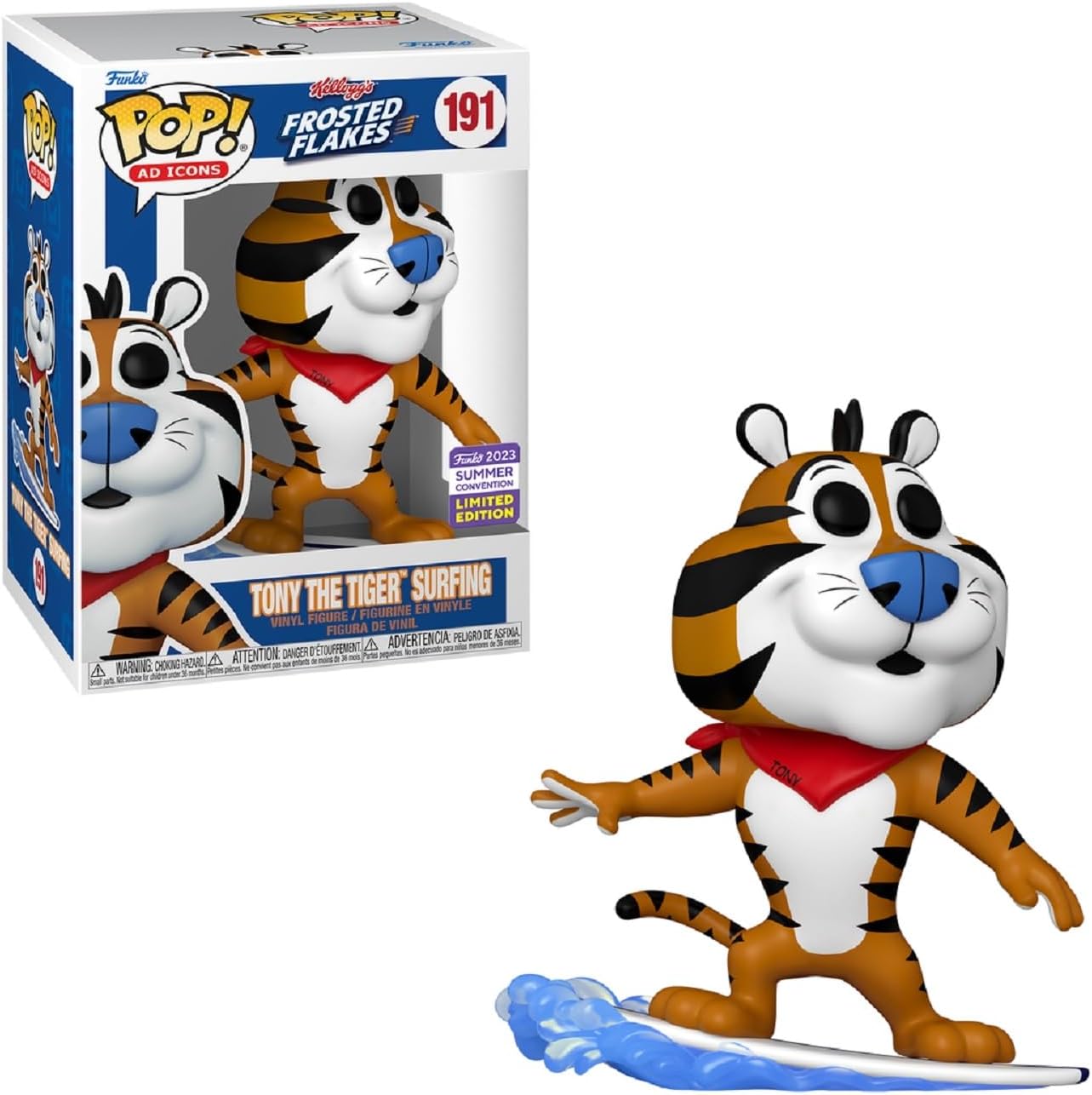 Funko POP! Ad Icons Frosted Flakes 191 Tony The Tiger Surfing SDCC 2023 Summer Convention Shared Exclusive