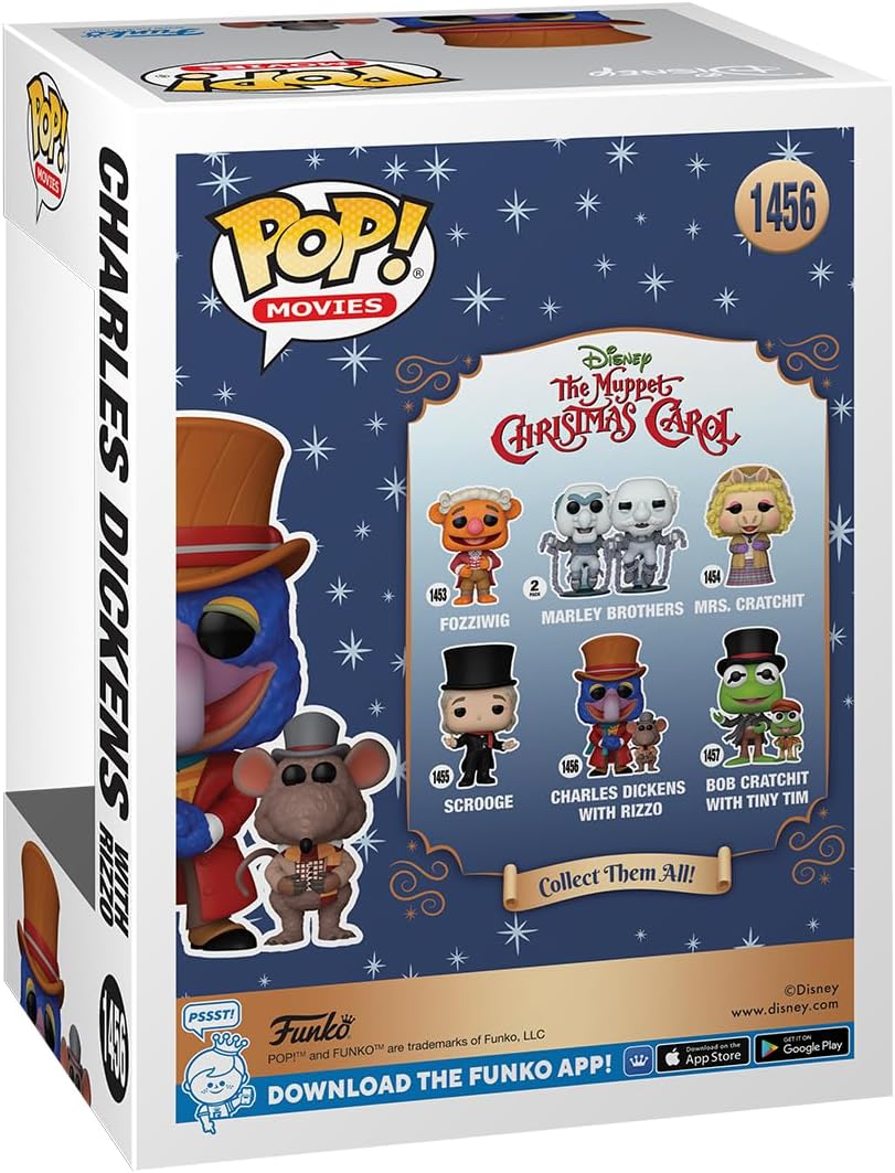 Funko POP! Disney Holiday The Muppet Christmas Carol 1456 Gonzo as Charles Dickens with Rizzo (Flocked) Amazon Exclusive